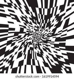 Black and White Stripes Rotating in a Tunnel with Spiraling Effect