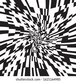 Black and White Stripes Rotating in a Tunnel with Spiraling Effect