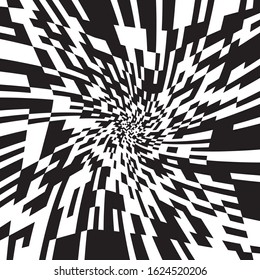 Black and White Stripes Rotating in a Tunnel with Spiraling Effect