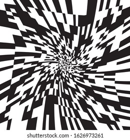 Black and White Stripes Rotating in a Tunnel with Spiraling Effect