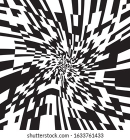 Black and White Stripes Rotating in a Tunnel with Spiraling Effect
