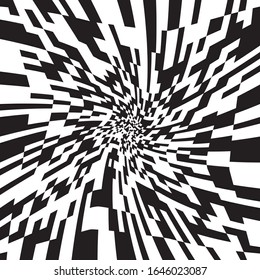 Black and White Stripes Rotating in a Tunnel with Spiraling Effect