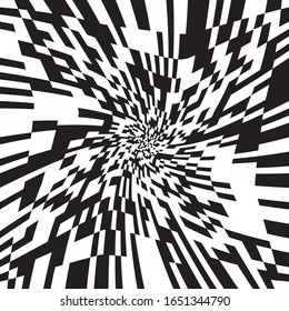 Black and White Stripes Rotating in a Tunnel with Spiraling Effect