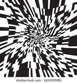 Black and White Stripes Rotating in a Tunnel with Spiraling Effect