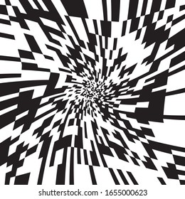 Black and White Stripes Rotating in a Tunnel with Spiraling Effect