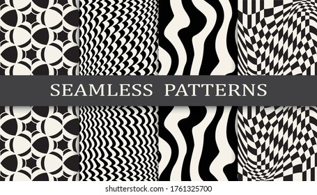 black and white stripes seamless patern set