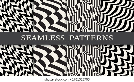 black and white stripes seamless patern set