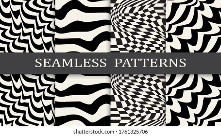 black and white stripes seamless patern set