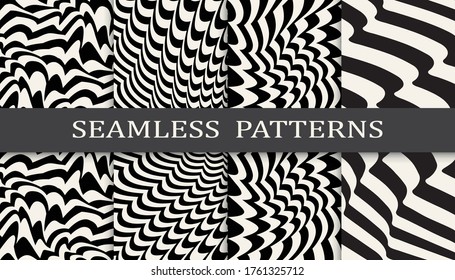 black and white stripes seamless patern set