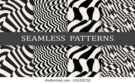 black and white stripes seamless patern set