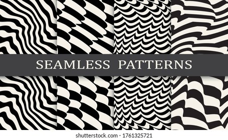 black and white stripes seamless patern set