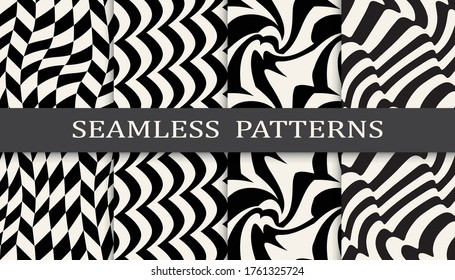 black and white stripes seamless patern set