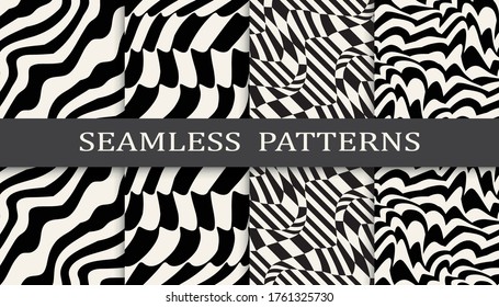 black and white stripes seamless patern set