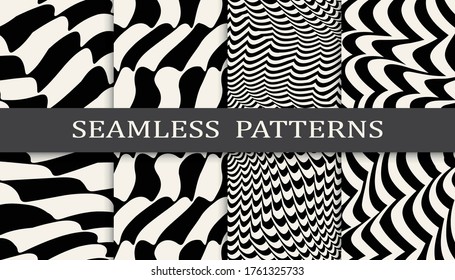 black and white stripes seamless patern set