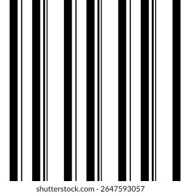 Black and white stripes seamless pattern.Vertical lines abstract repeat pattern vector illustration background wallpaper.