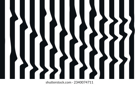 Textura de rayas negras y blancas, patrón monocromo geométrico sin fisuras. Rayas blancas y negras verticales. Ilustración vectorial. Diseño gráfico simple. Moderno retro.