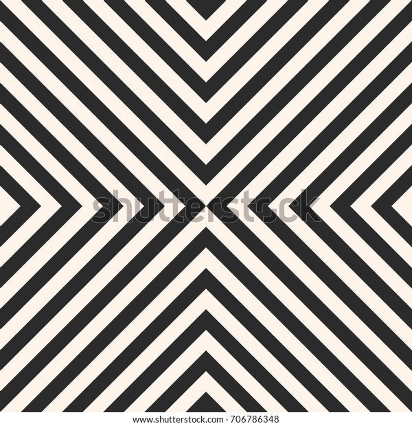 白黒の縞模様のベクター画像シームレスパターン 交差する斜めの縞模様の線と単純なテクスチャ 白黒の幾何学的な背景 繰り返しタイル ポップアートのスタイル デコール プリント ファブリックのデザイン のベクター画像素材 ロイヤリティフリー
