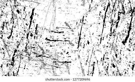 Black and White Stripes in Watercolor Grunge Brush Style. Vintage Hand Painted Dirty Seamless Pattern. Faded Dyed Paper Texture. Concrete, Chalk Print Design Background.