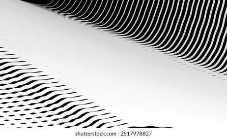 Fondo abstracto del patrón de onda de las rayas blancas y negras para el estilo del telón de fondo o de la tela