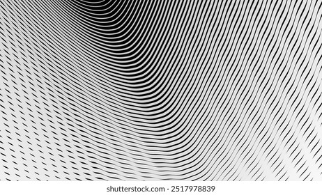Black and white stripes wave pattern abstract background for backdrop or fabric style