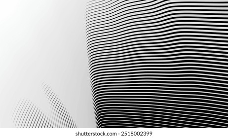 Black and white stripes wave pattern abstract background for backdrop or fabric style