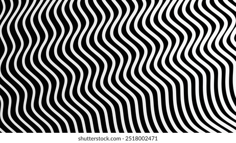 Black and white stripes wave pattern abstract background for backdrop or fabric style