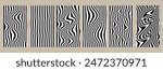 Black and white stripes waves. Abstract background collection. Isolated vector illustration irregular lines pattern wallpaper for posters, social media templates, posts, banners 