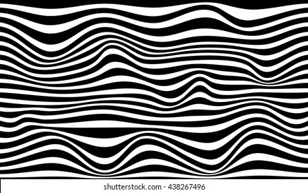 Black and white stripes waves vector background.