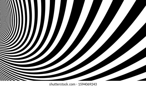 Black and white stripped lines background vector design. Optical illusion linear backdrop.