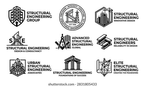 Black and white structural engineering logos