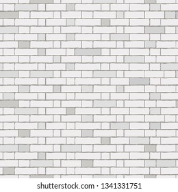 Black and white structural old brick wall seamless pattern. Industrial grunge background, design element. Abstract halftone illustration. Vector.    