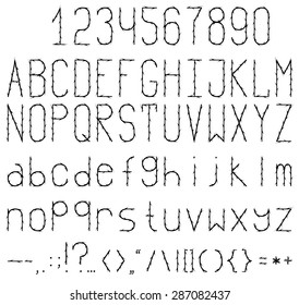 Black and white studded font. Full set with numbers and punctuation.