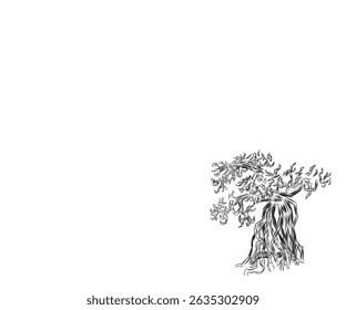 Schwarz-Weiß-Stil Bonsai Baum Illustration Design