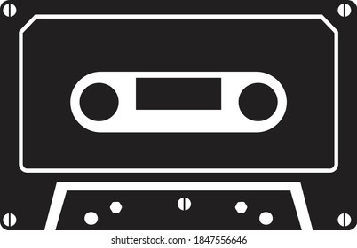 Black white style cassette. cassette icon or logo isolated sign symbol vector illustration - EPS 10 