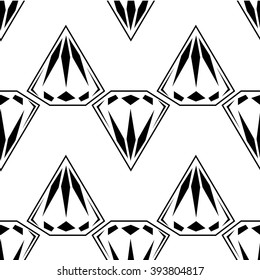 Black and white style diamonds background. Geometric seamless pattern with diamonds.