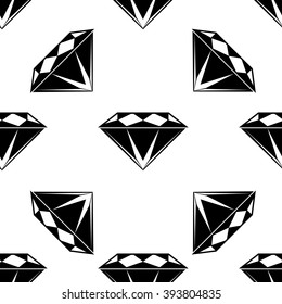 Black and white style diamonds background. Geometric seamless pattern with diamonds.