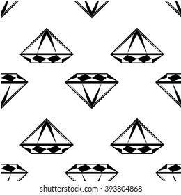 Black and white style diamonds background. Geometric seamless pattern with diamonds.
