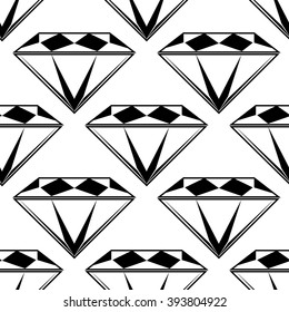 Black and white style diamonds background. Geometric seamless pattern with diamonds.