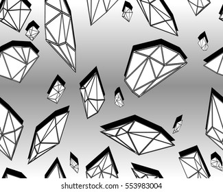 Black and white style diamonds background. Geometric seamless pattern with linear diamonds.