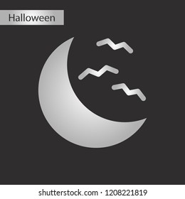 black and white style icon halloween moon bats