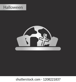 black and white style icon halloween cemetery Full Moon