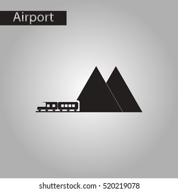black and white style icon mountain train