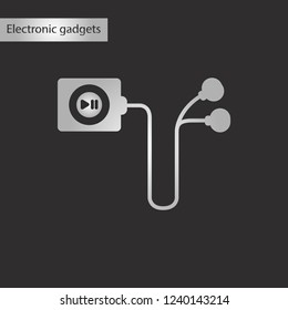 black and white style icon player with headphones