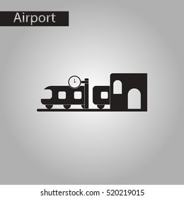 black and white style icon train Station