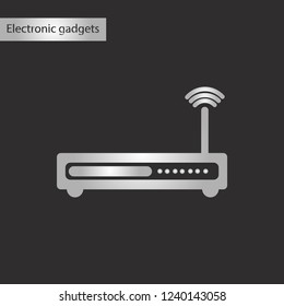 black and white style icon Wi fi modem