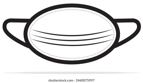 black and white style medical mask. Protect against Covid 19 virus. Icons and floats in the air with shadows Isolated on white background.