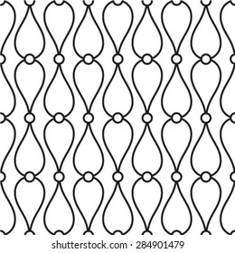 Black and white style pattern with circle and line. Abstract geometric seamless pattern.