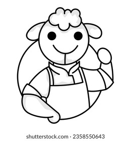 black and white style sheep character logo