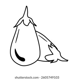 black and white style vector illustration of two eggplants
