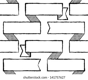 Black and white styled ribbons seamless pattern